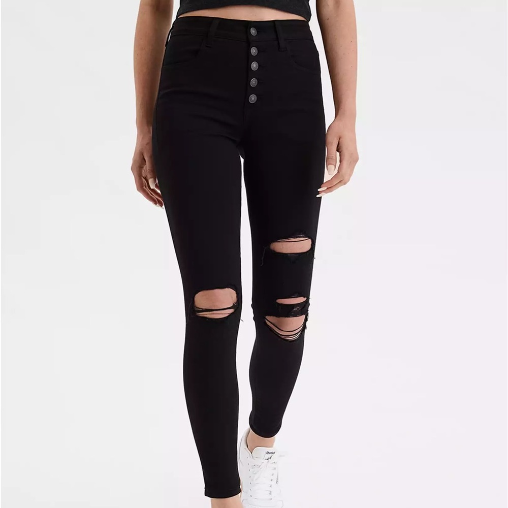 NEW American Eagle Super High Rise Jegging Black - 24REG